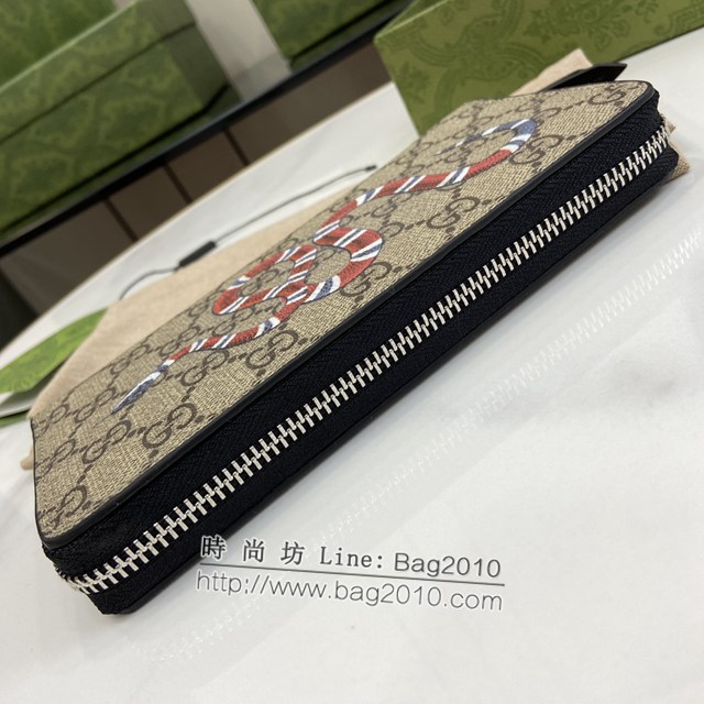 Gucci專櫃古馳最新款飾GG珊瑚蛇細節拉鏈錢包男士長夾錢包 jh2253型號：451273